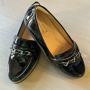Alex Marie Women Grensley Patent Chain Detail Platform Loafers Black Size 9.5